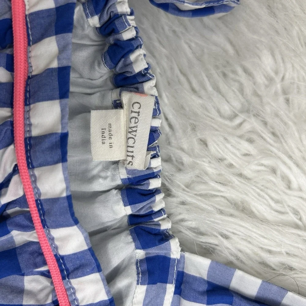 J. Crew Crewcuts Blue Gingham Dress‎ Tiered Ruffle Classic Size 8 French Picnic